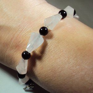 Rose Quartz, Black Onyx & Sterling Silver
